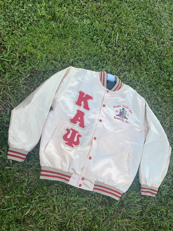 M3 Greek Kappa Alpha Psi-Satin Baseball Jacket (M3) Custom Medium / Red / Non Quilted(Flannel)